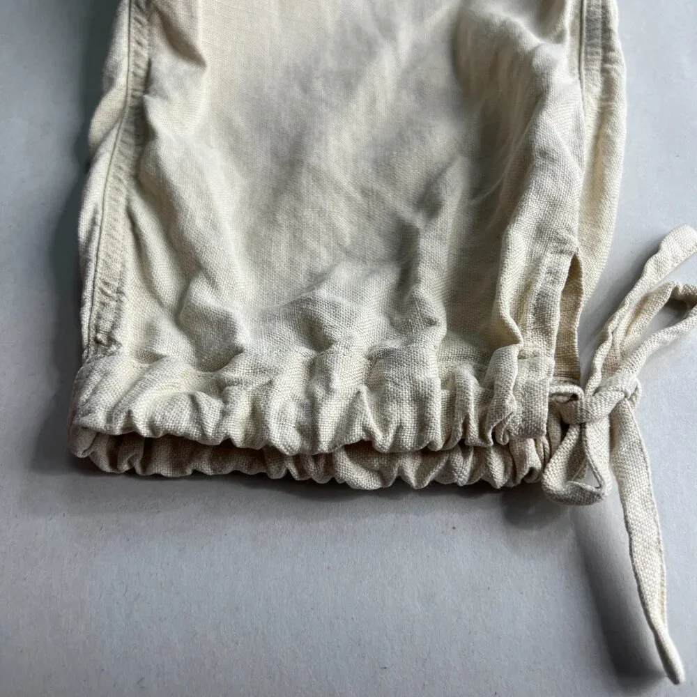 Banana Republic Linen Ankle Pant Jogger Ankle‎ Ties Size 2 Oatmeal